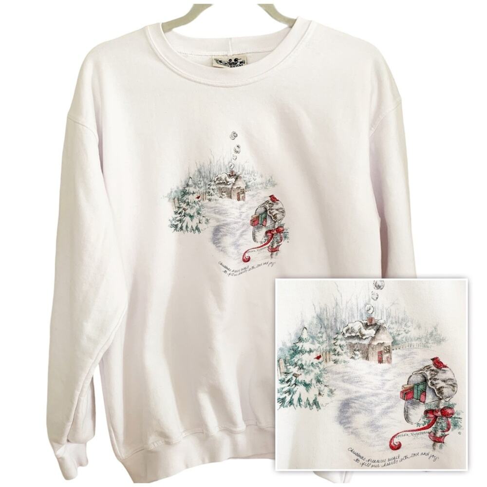 Vintage Northern Reflections White Christmas Treasures Await Fleece Sweatshirt